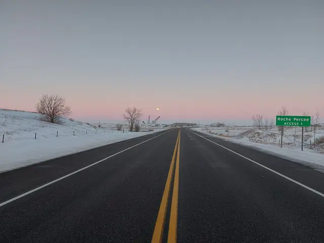 Highway 39 at Roche Percée at dawn